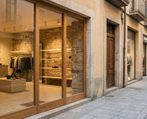 Escaparate de local comercial con cristales limpios y transparentes
